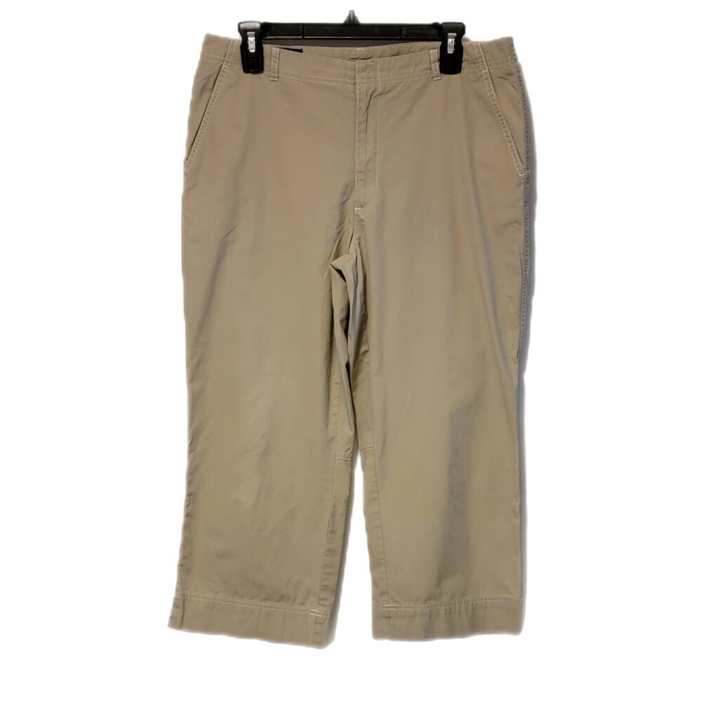 Land's End Khaki NWOT Cropped Chino Capris With Pockets 10